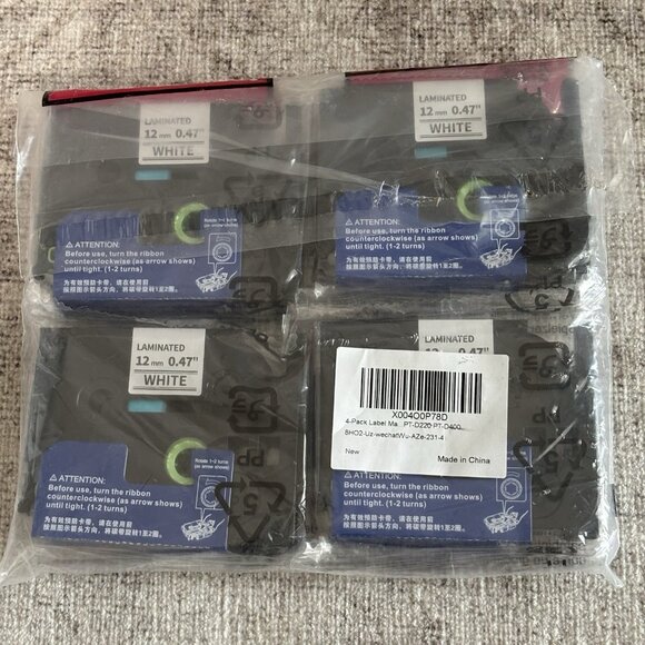 4Pk- TZc-231 Compatible Label Maker Tape 12mm Brother P-Touch Black On White - Picture 4 of 8